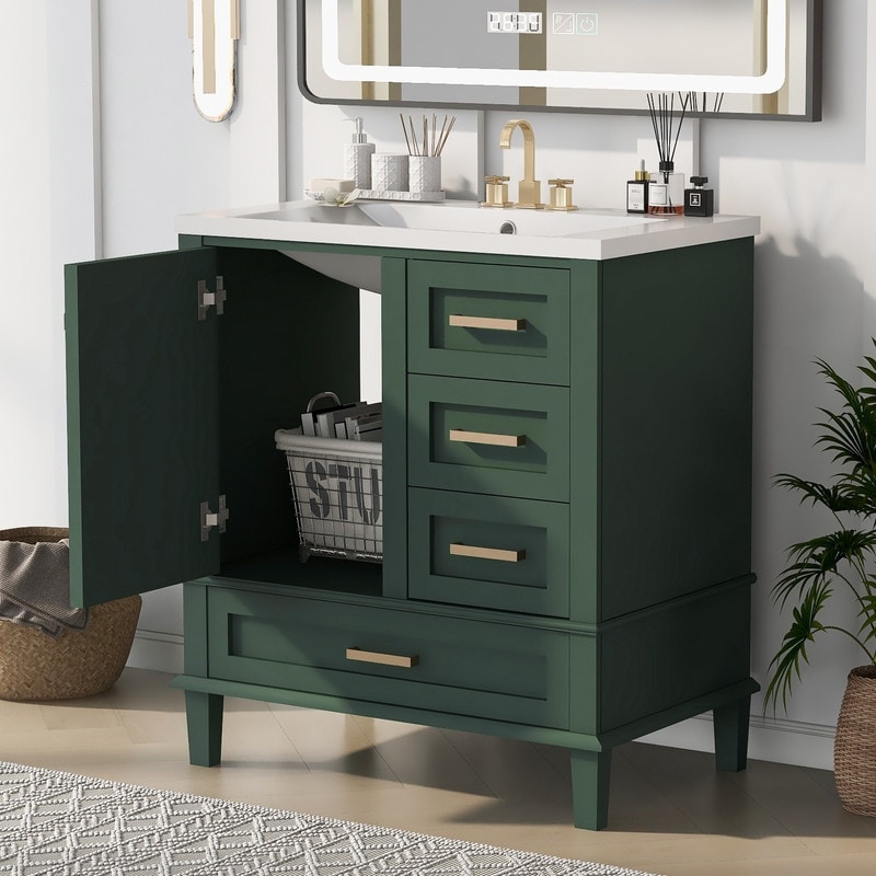 30''/36'' Bathroom Vanity with Sink, Modern Bathroom Storage Cabinet w ...